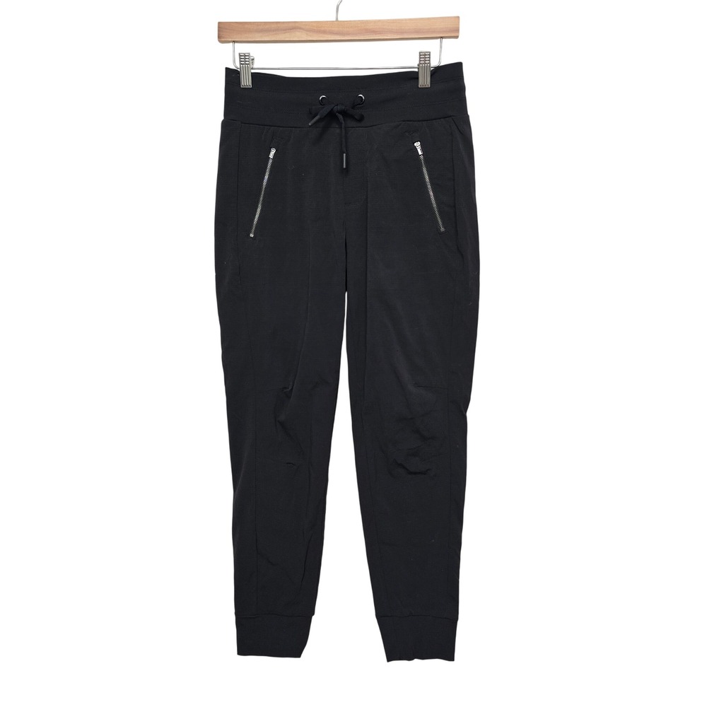 Athleta Black Jogger Pants Zip Pockets Drawstring Waist Women's Size 0